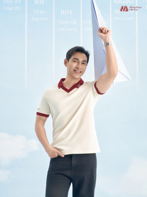 Mẫu Áo Polo Đồng Phục Công Ty Màu Kem Cheese Rise Up - ảnh 2