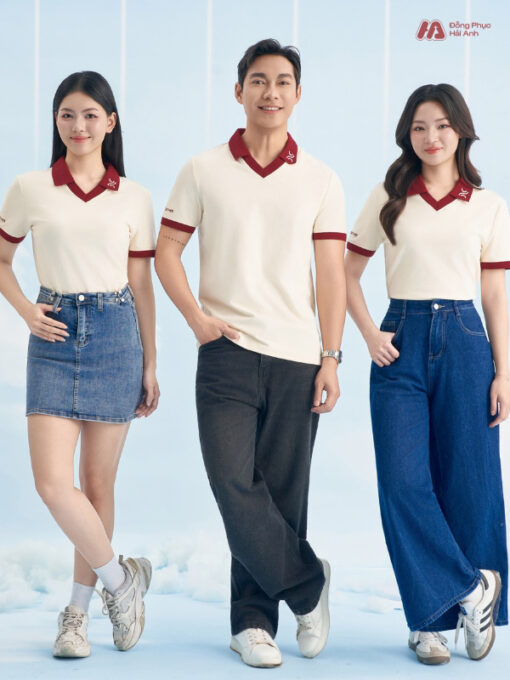 Mẫu Áo Polo Đồng Phục Công Ty Màu Kem Cheese Rise Up - ảnh 3