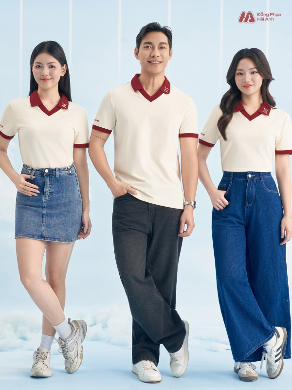 Mẫu Áo Polo Đồng Phục Công Ty Màu Kem Cheese Rise Up - ảnh 3