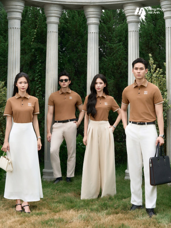Mẫu Áo Polo Đồng Phục Công Ty Timeless Màu Cafe Sữa - ảnh 3