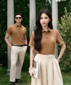 Mẫu Áo Polo Đồng Phục Công Ty Timeless Màu Cafe Sữa