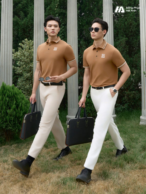 Mẫu Áo Polo Đồng Phục Công Ty Timeless Màu Cafe Sữa - ảnh 4