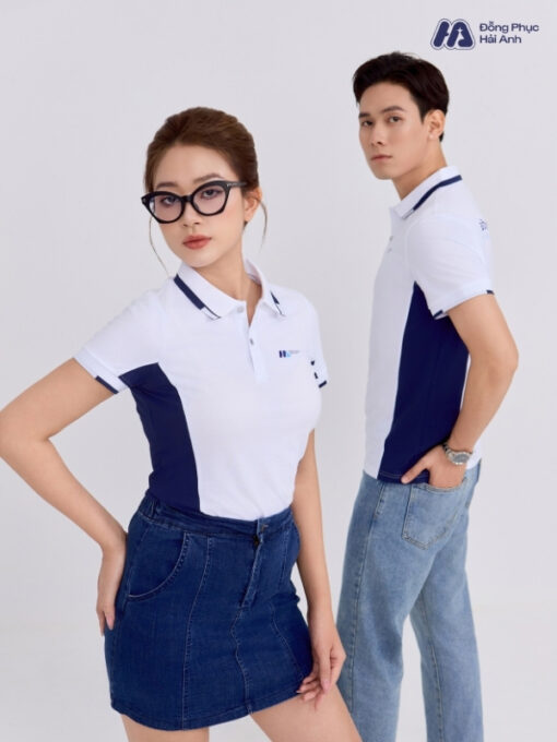 Mẫu Áo Polo Đồng Phục Công Ty Màu Trắng Gạo
