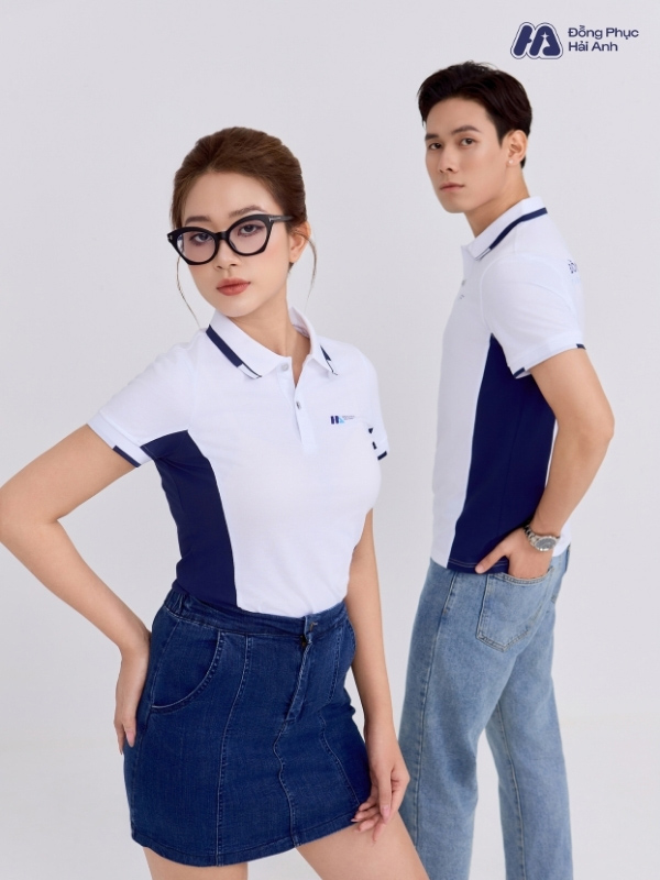 Mẫu Áo Polo Đồng Phục Công Ty Màu Trắng Gạo