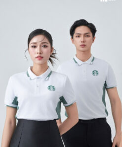 Mẫu Áo Polo Đồng Phục Starbucks Màu Trắng Gạo Phối Vỏ Đậu - ảnh 3