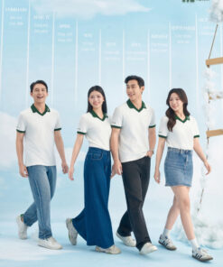 Mẫu Áo Polo Đồng Phục Công Ty Màu Trắng Rise Up
