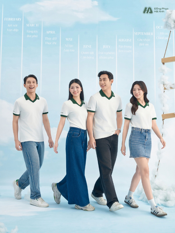 Mẫu Áo Polo Đồng Phục Công Ty Màu Trắng Rise Up