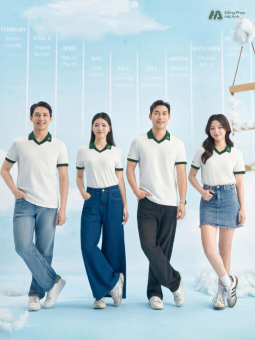 Mẫu Áo Polo Đồng Phục Công Ty Màu Trắng Rise Up - ảnh 2