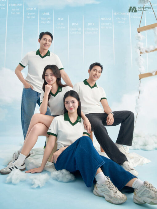 Mẫu Áo Polo Đồng Phục Công Ty Màu Trắng Rise Up - ảnh 3