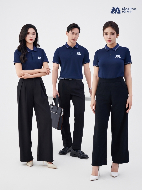 Mẫu Áo Polo Đồng Phục Công Ty Màu Xanh Đen Cổ Dệt - ảnh 3