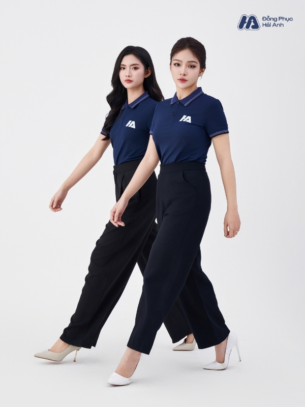 Mẫu Áo Polo Đồng Phục Công Ty Màu Xanh Đen Cổ Dệt