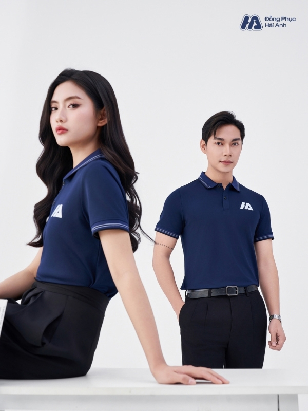 Đồng phục công ty màu xanh đen thiết kế hiện đại, chuyên nghiệp