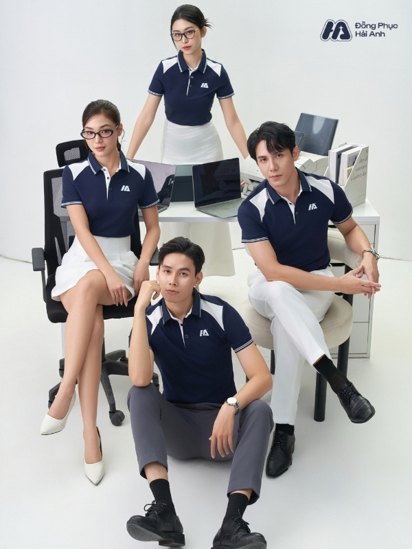 Mẫu Áo Polo Đồng Phục Công Ty Màu Xanh Đen Phối Vai - ảnh 5