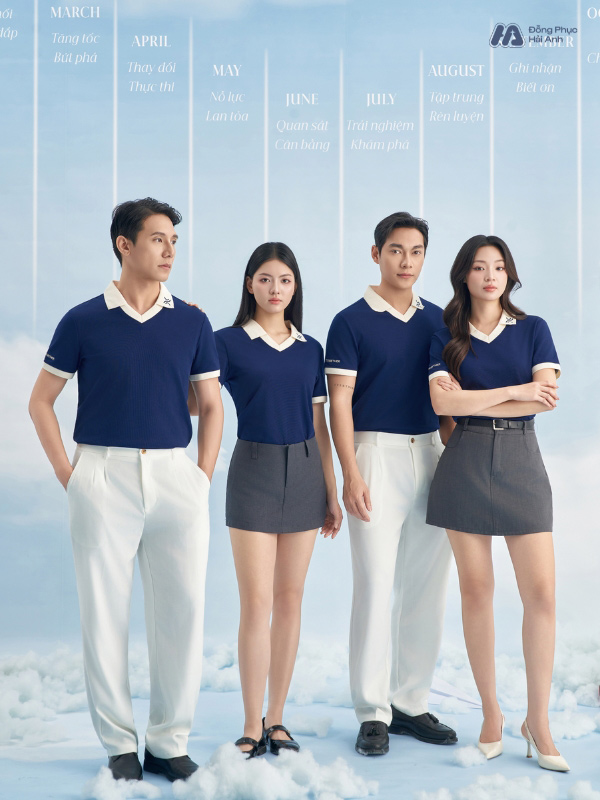 Mẫu Áo Polo Đồng Phục Công Ty Màu Xanh Đen Rise Up