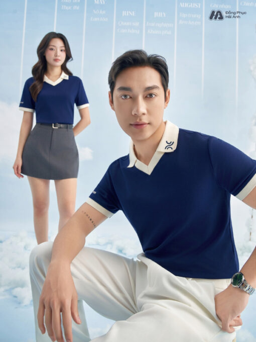 Mẫu Áo Polo Đồng Phục Công Ty Màu Xanh Đen Rise Up - ảnh 3