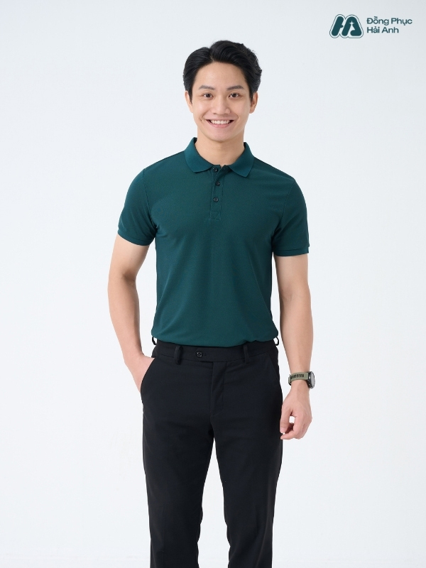 Mẫu Áo Polo Đồng Phục Công Ty Màu Xanh Ve Chai - ảnh 4