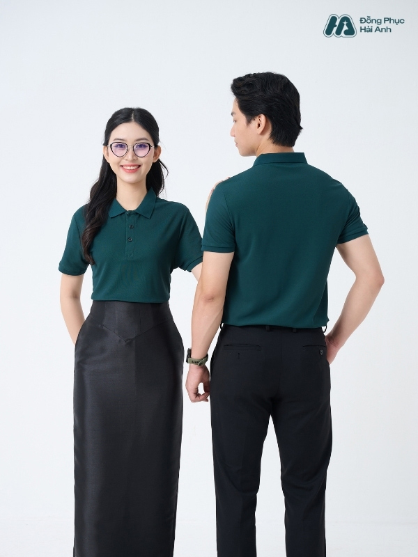Mẫu Áo Polo Đồng Phục Công Ty Màu Xanh Ve Chai