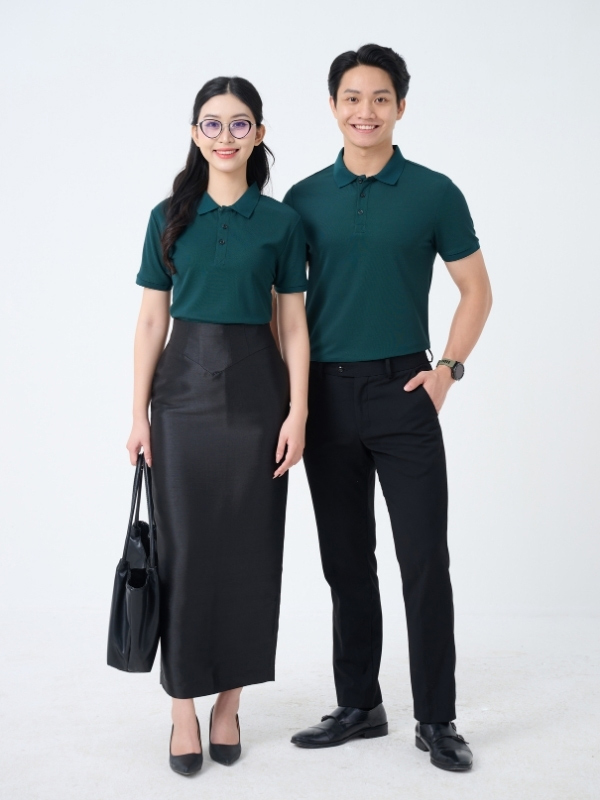 Mẫu Áo Polo Đồng Phục Công Ty Màu Xanh Ve Chai - ảnh 2
