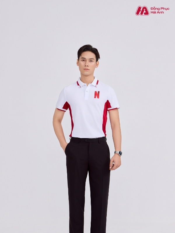 Mẫu Áo Polo Đồng Phục Công Ty Netflix Màu Trắng Gạo - ảnh 3