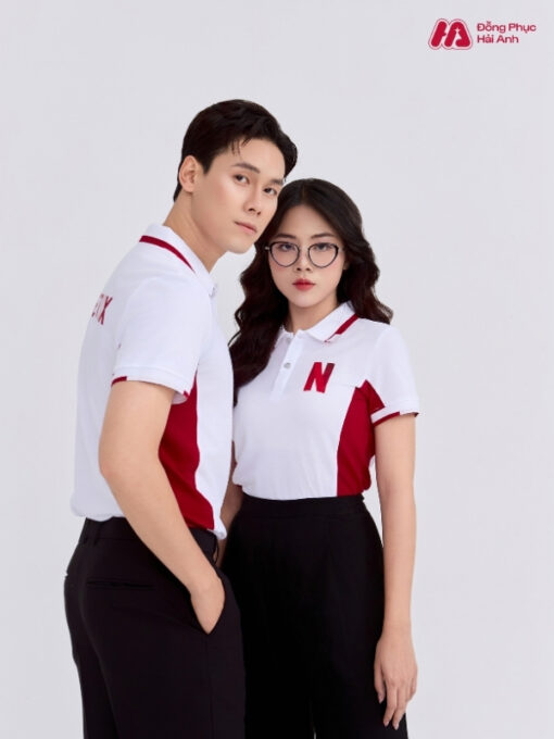 Mẫu Áo Polo Đồng Phục Công Ty Netflix Màu Trắng Gạo - ảnh 2
