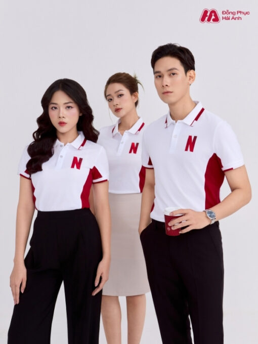 Mẫu Áo Polo Đồng Phục Công Ty Netflix Màu Trắng Gạo