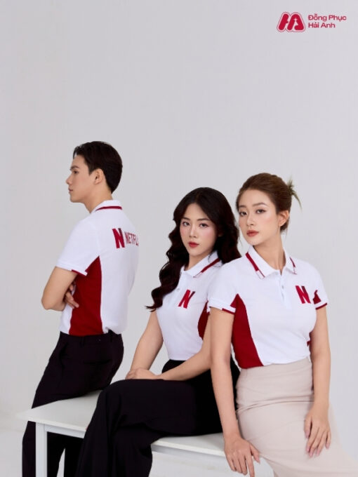 Mẫu Áo Polo Đồng Phục Công Ty Netflix Màu Trắng Gạo - ảnh 4