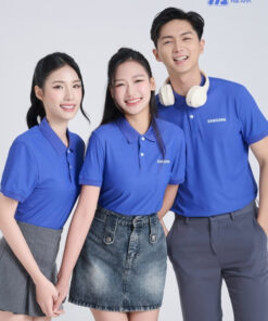 Mẫu Áo Polo Đồng Phục Công Ty Samsung Màu Xanh Bích