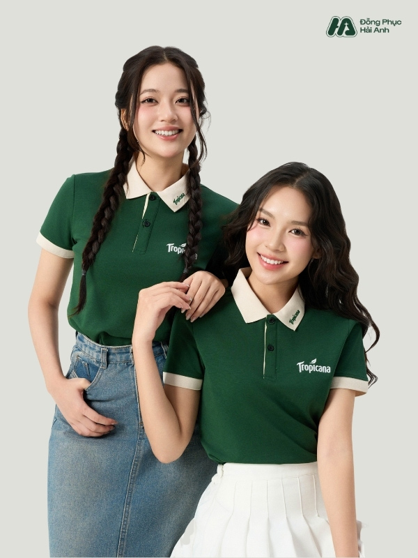 Mẫu Áo Polo Đồng Phục Công Ty Tropicana Màu Xanh Iris