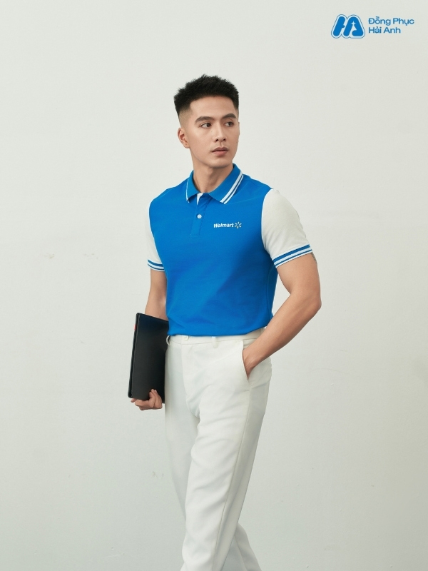 Mẫu Áo Polo Đồng Phục Công Ty Walmart Màu Xanh Ya - ảnh 3
