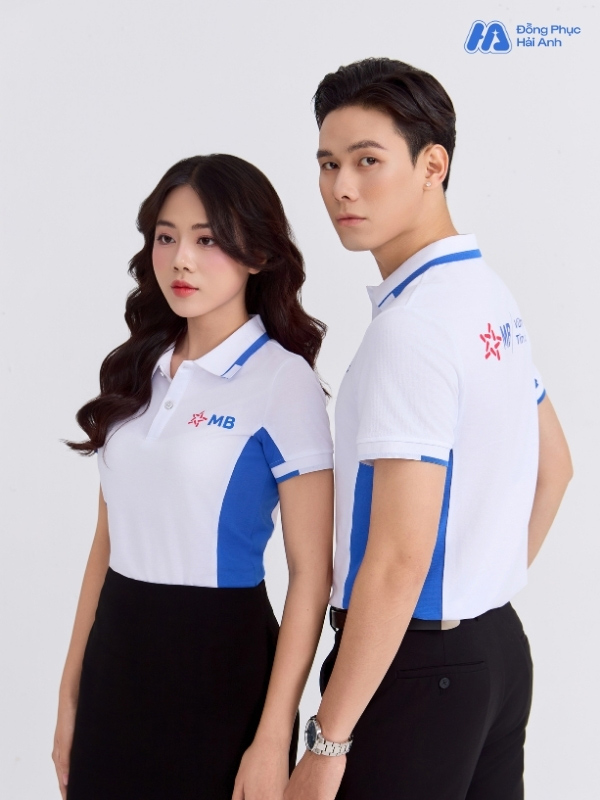 Mẫu Áo Polo Đồng Phục MB Bank Màu Trắng Gạo Phối Xanh Bích Lợt - ảnh 4