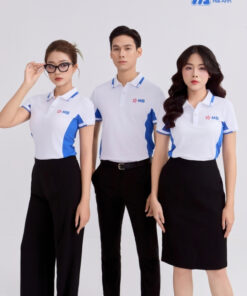 Mẫu Áo Polo Đồng Phục MB Bank Màu Trắng Gạo Phối Xanh Bích Lợt