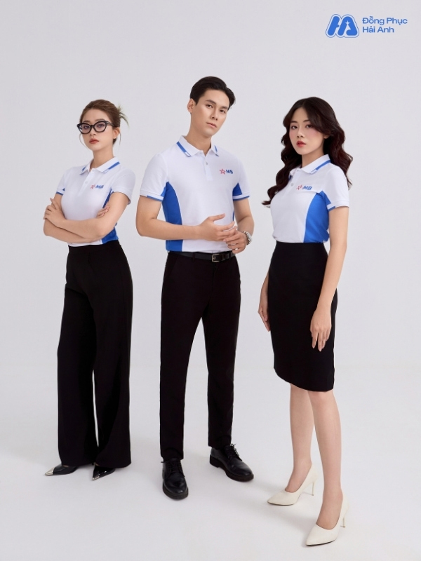 Mẫu Áo Polo Đồng Phục MB Bank Màu Trắng Gạo Phối Xanh Bích Lợt - ảnh 2