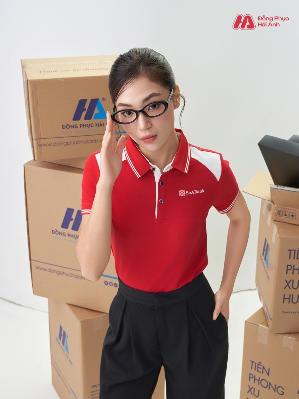 Mẫu Áo Polo Đồng Phục Seabank Màu Đỏ - ảnh 3