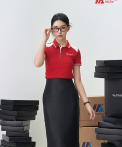 Mẫu Áo Polo Đồng Phục Seabank Màu Đỏ