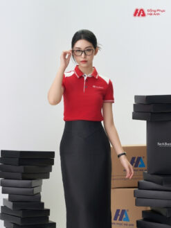 Mẫu Áo Polo Đồng Phục Seabank Màu Đỏ