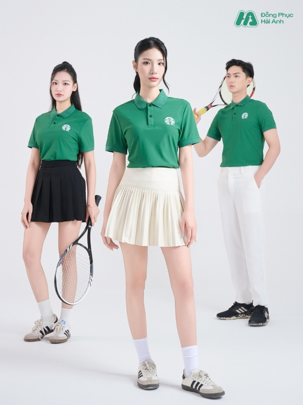 Mẫu Áo Polo Đồng Phục Starbuck Màu Xanh Lá