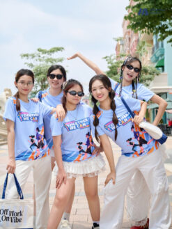 Mẫu Áo Thun Cổ Tròn Đồng Phục Summer Crew Màu Xanh