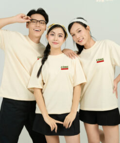 Mẫu Áo Thun Đồng Phục Công Ty FastUni Màu Be