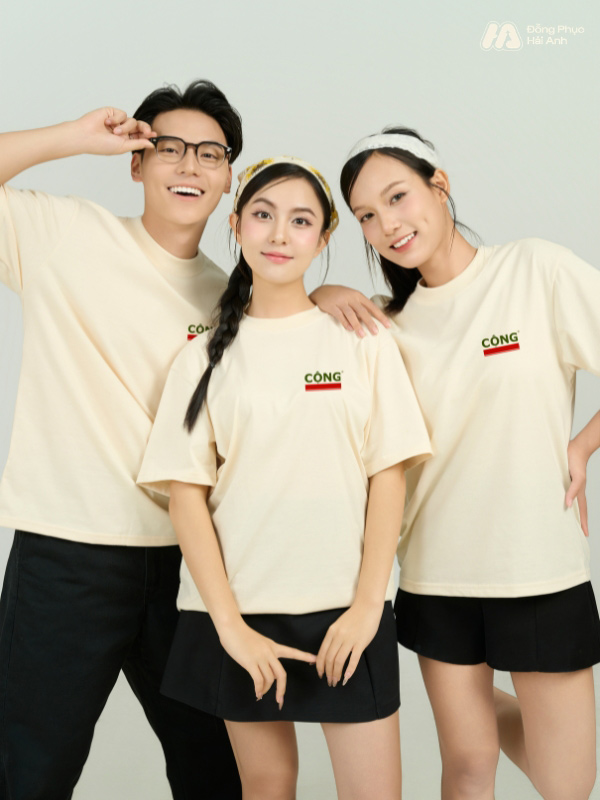 Mẫu Áo Thun Đồng Phục Công Ty FastUni Màu Be