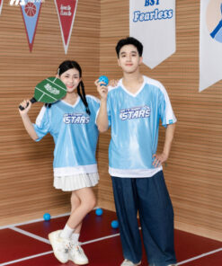 Mẫu Áo Thun Đồng Phục Lớp Oversize Cổ Tim Fearless Màu Xanh Da Trời - ảnh 3