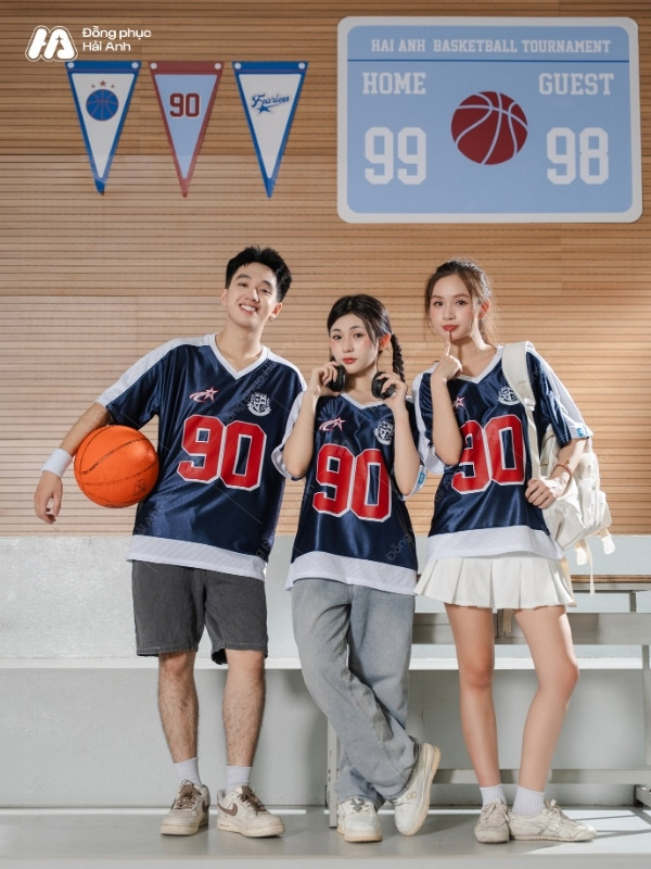 Mẫu Áo Thun Đồng Phục Lớp Oversize Cổ Tim Fearless Màu Xanh Đen - ảnh 5