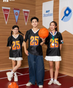Mẫu Áo Thun Đồng Phục Lớp Oversize Cổ Tim Màu Đen - ảnh 5