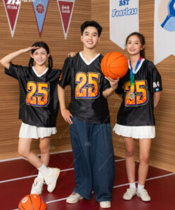 Mẫu Áo Thun Đồng Phục Lớp Oversize Cổ Tim Màu Đen - ảnh 2