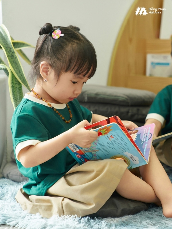 Mẫu Áo Thun Đồng Phục Mầm Non Hacool 01 Màu Xanh Iris - ảnh 3