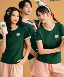 Mẫu Áo Thun Đồng Phục Phúc Long Màu Xanh Iris - ảnh 2