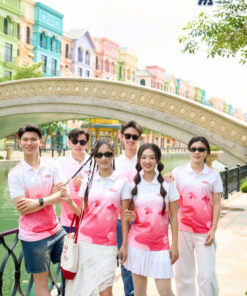 Mẫu Áo Thun Polo Đồng Phục Summer Crew Màu Hồng Phối Trắng - ảnh 2
