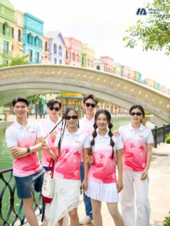 Mẫu Áo Thun Polo Đồng Phục Summer Crew Màu Hồng Phối Trắng - ảnh 2