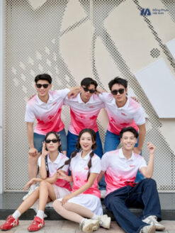 Mẫu Áo Thun Polo Đồng Phục Summer Crew Màu Hồng Phối Trắng - ảnh 4