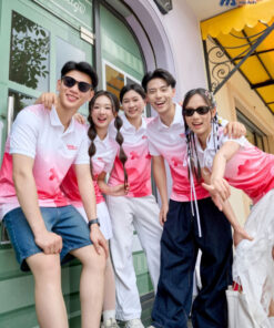 Mẫu Áo Thun Polo Đồng Phục Summer Crew Màu Hồng Phối Trắng - ảnh 5