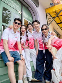 Mẫu Áo Thun Polo Đồng Phục Summer Crew Màu Hồng Phối Trắng - ảnh 5
